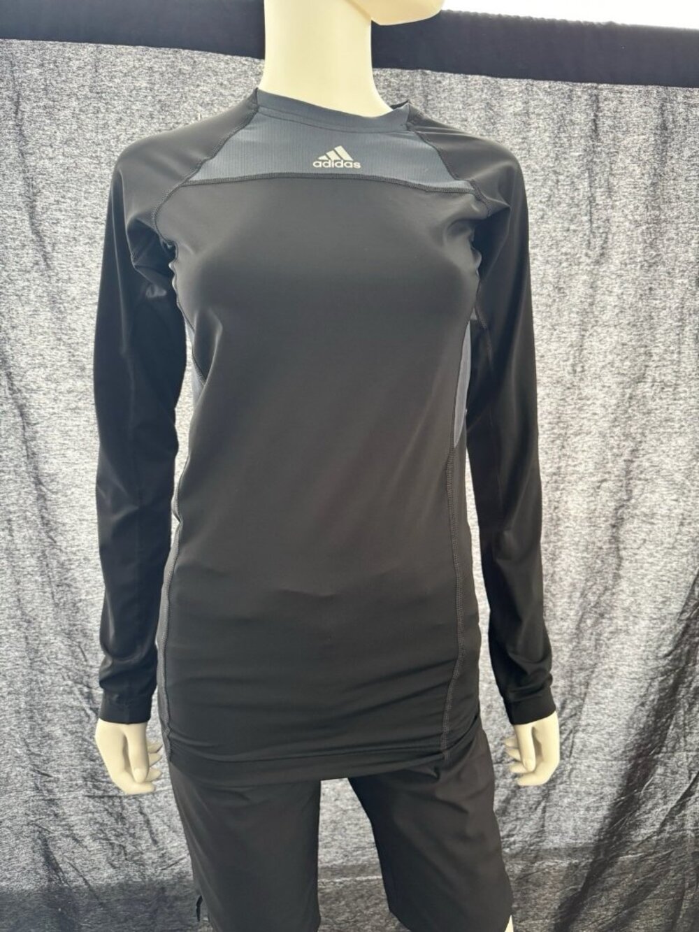 Adidas Womens Black Mock Neck Long Sleeve Stretch Pullover Fleece M
